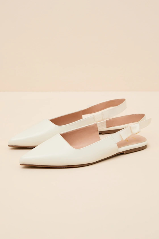 Brianna Ivory Pointed-Toe Slingback Flats | Lulus