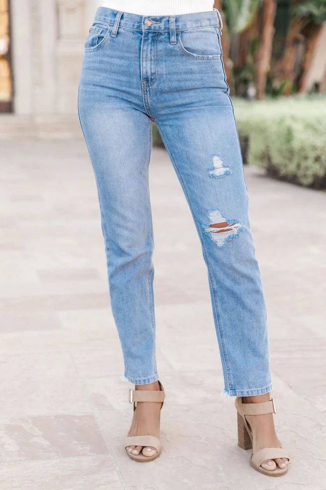Willow Light Wash High Rise Straight Leg Jeans | Pink Lily
