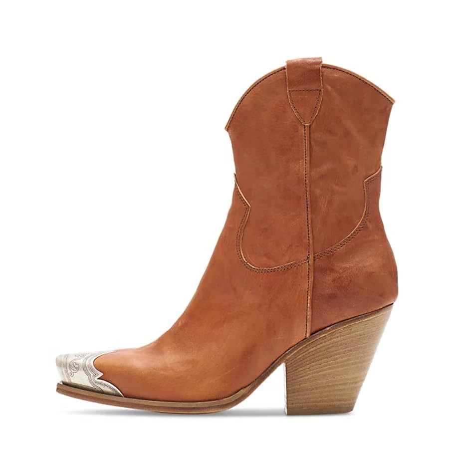 keleimusi Women's Western Cowgirl Ankle Boots Stacked Block Heel Cowboy Booties Steel Toe Heeled ... | Amazon (US)