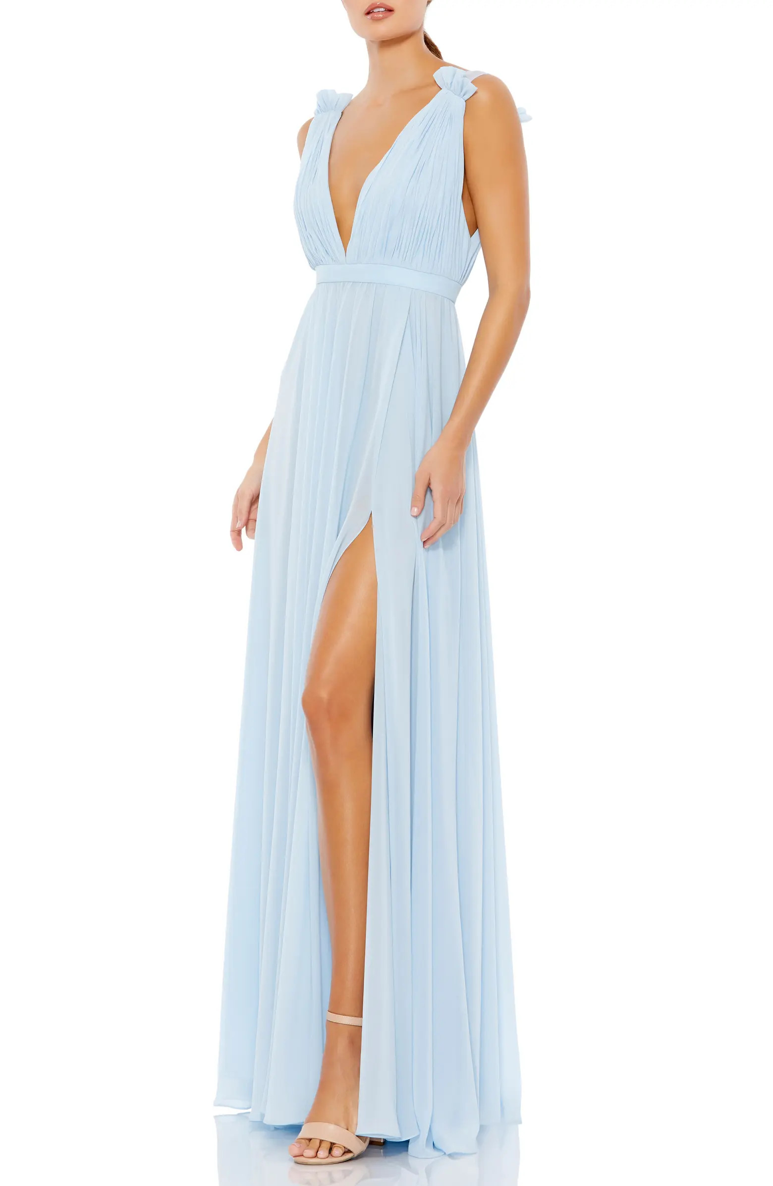 Plunge Neck Chiffon Grecian Gown | Nordstrom