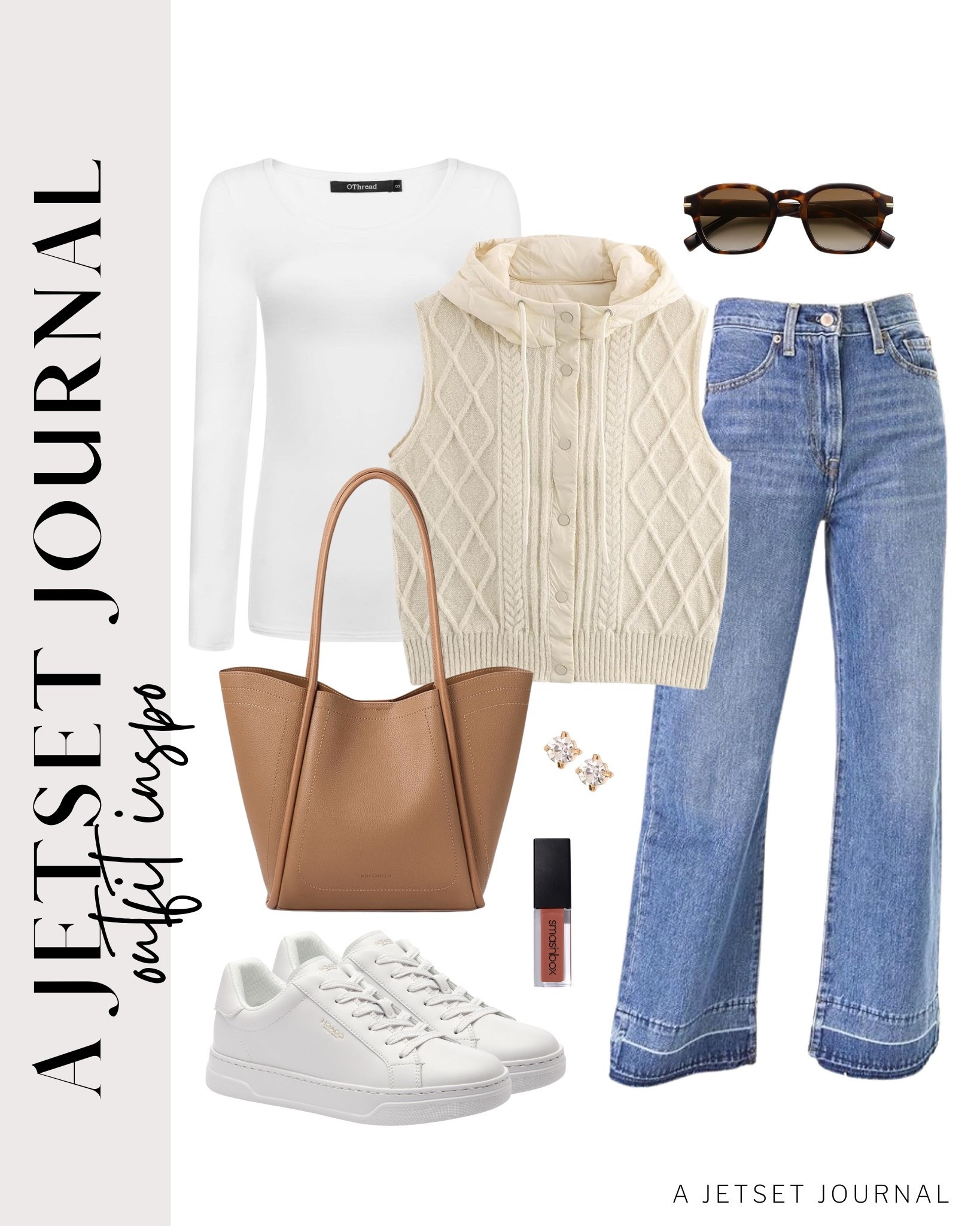 Layer up with a knit vest this season for a cozy and easy look!
wide leg jeans, long sleeve t shirt, studded earrings set, trendy look, viral products, casual outfit idea, how to style, ways to style, amazon fashion, affordable style, shoe inspo, fall outfit, fall style

#LTKStyleTip #LTKSeasonal #LTKU
