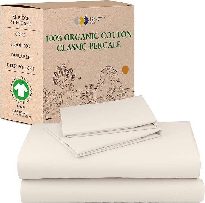 California Design Den Full Size Bed Sheets Set - Soft 100% Organic Cotton Sheets with Deep Pocket... | Amazon (US)