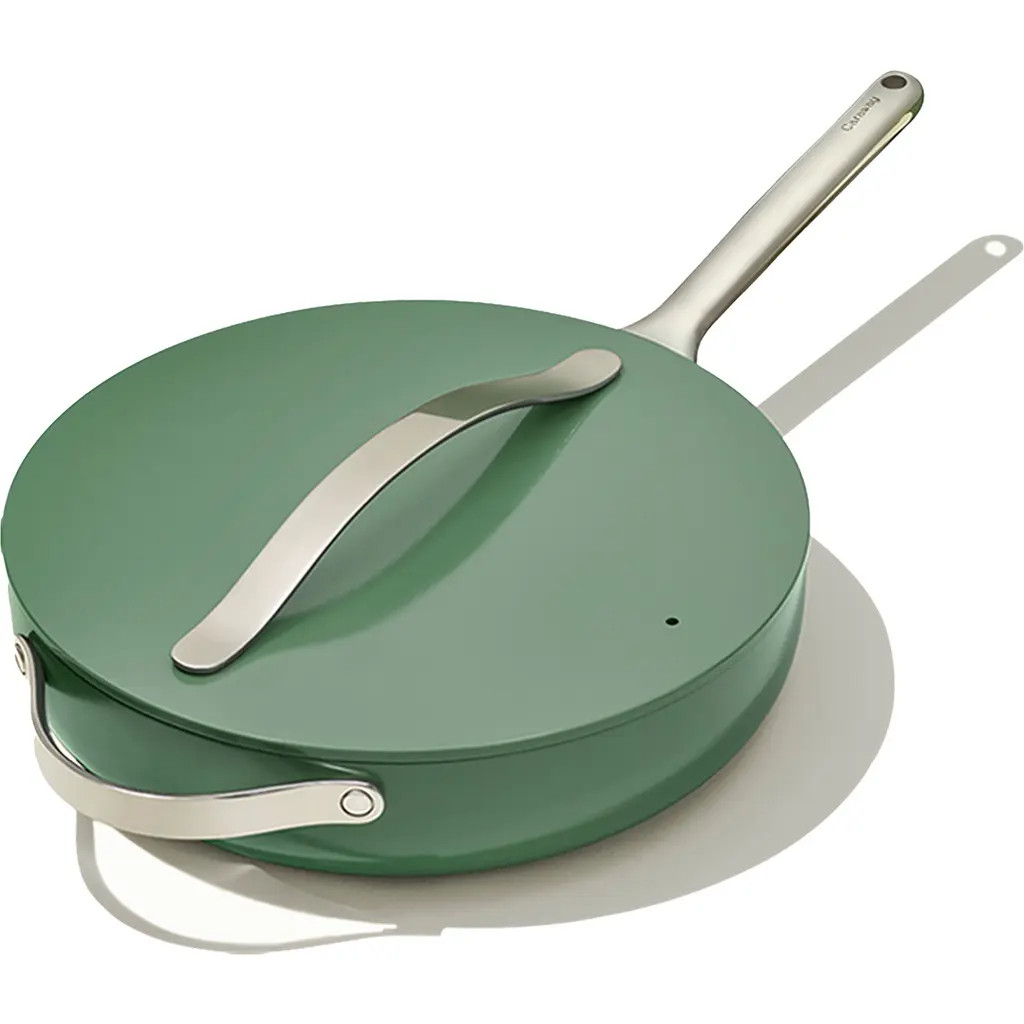 CARAWAY Nontoxic Ceramic Nonstick Sauté Pan with Lid in Green at Nordstrom | Nordstrom
