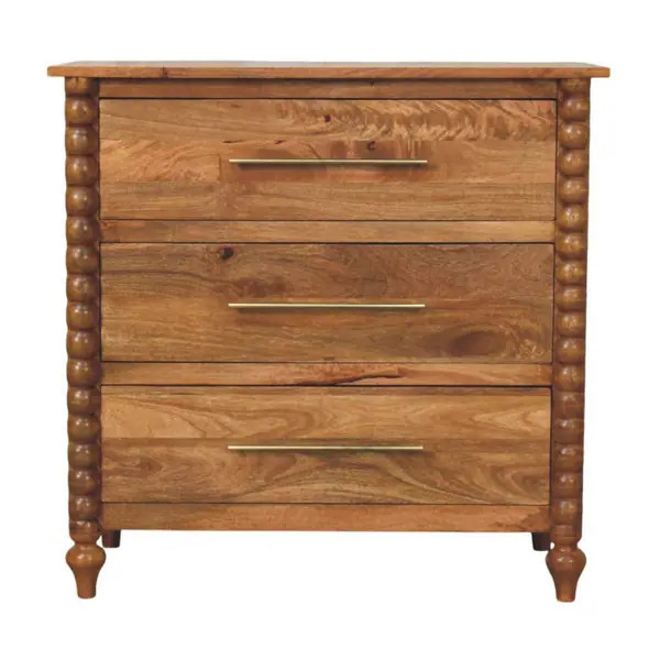 Artisan Furniture Solid Wood Spindle 3-Drawer Chest, Brown | Bed Bath & Beyond