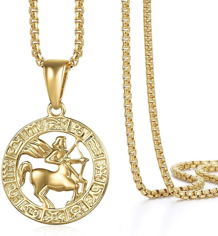 Gold Plated Zodiac Sign Pendant Necklace for Women Men Leo AriesConstellation Horoscope Pendant S... | Amazon (US)