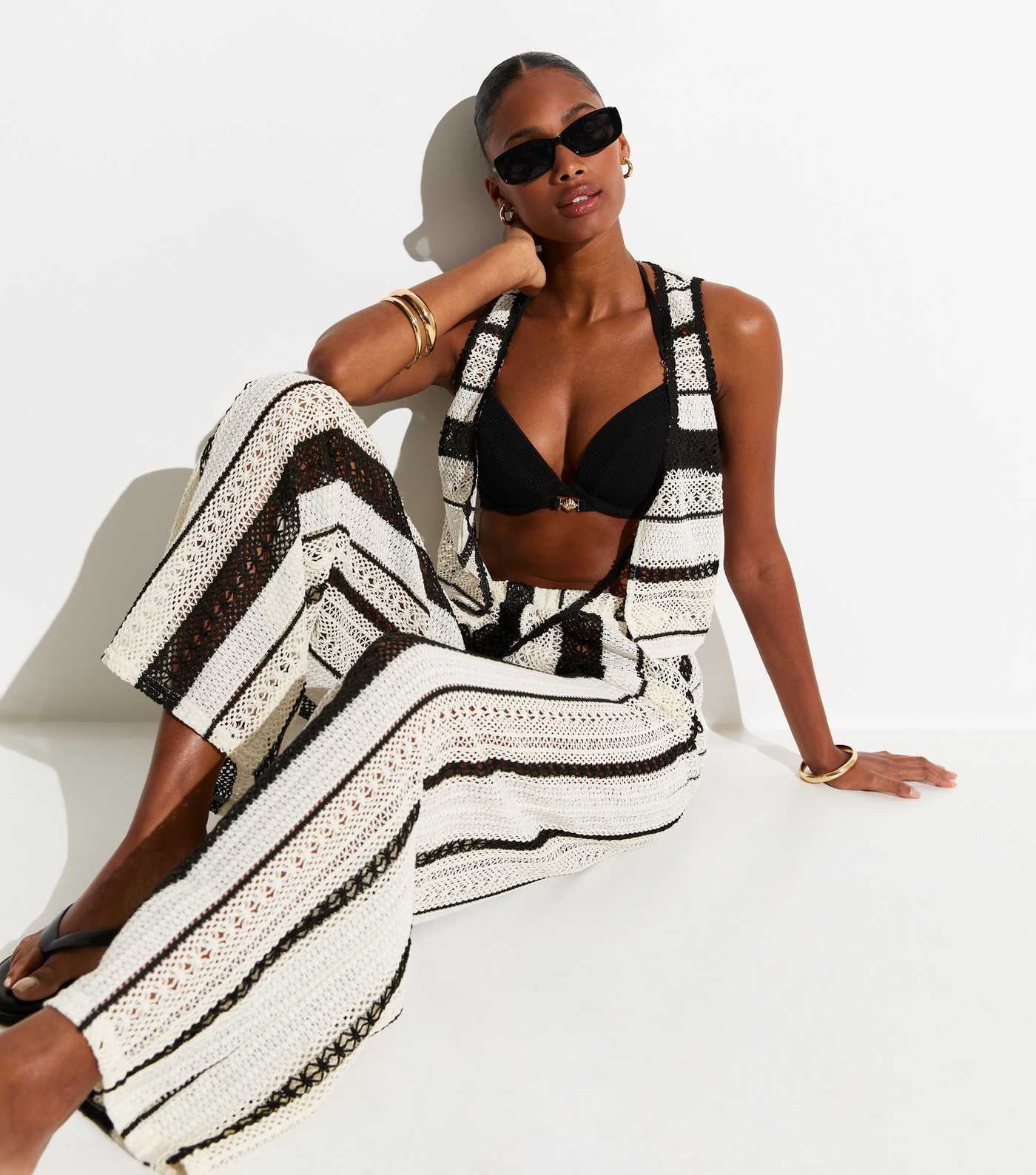 Cream Striped Crochet Beach Trousers | New Look | New Look (UK)