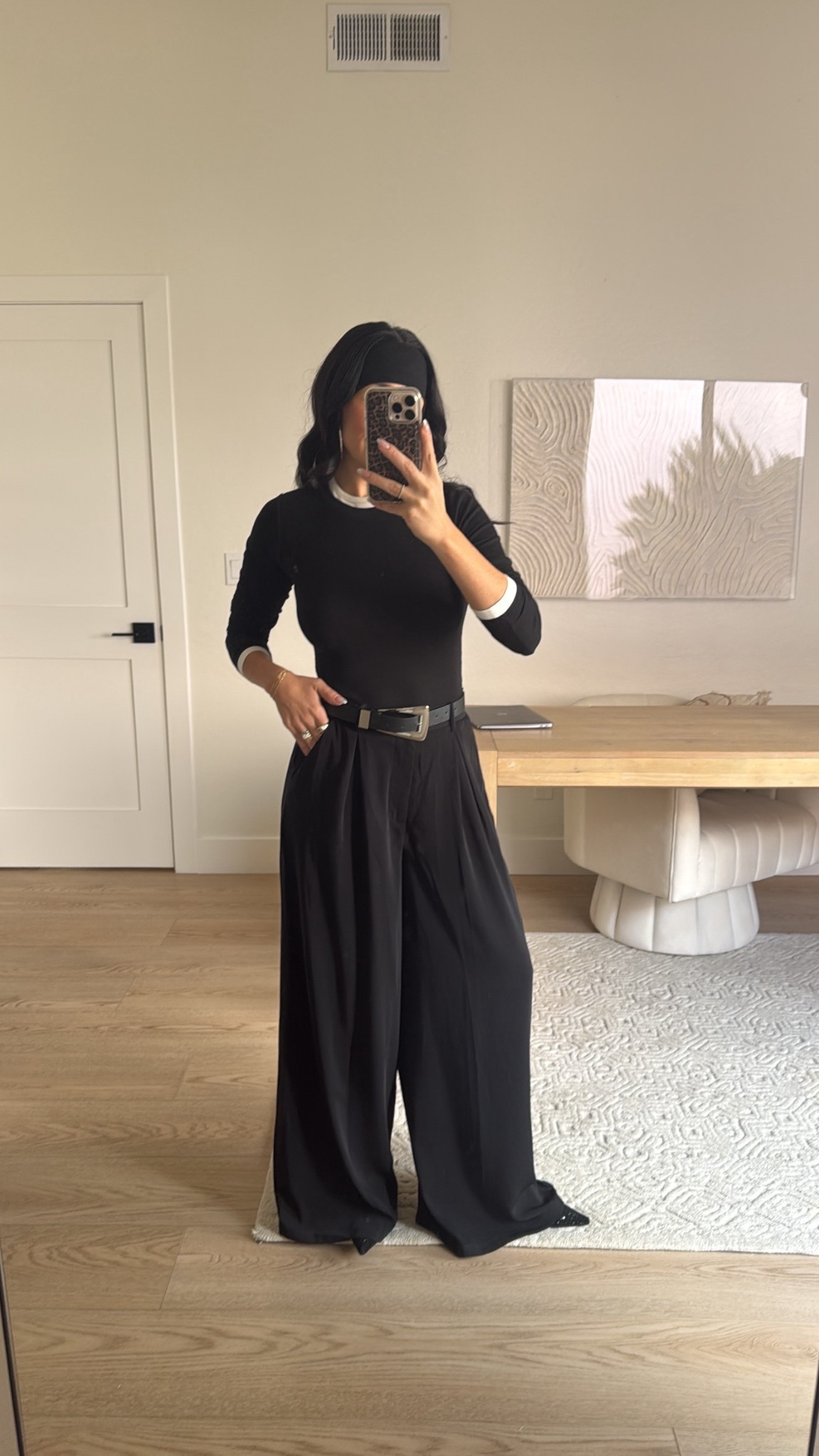 Today’s OOTD // wearing a Walmart ripped top size XS // Amazon belt // Amazon wide leg trousers size small in TALL // I am 5’4 but wanted to make sure they were long enough with little heels 

OOTD 
Outfit idea 


#LTKSeasonal #LTKFindsUnder50 #LTKootd