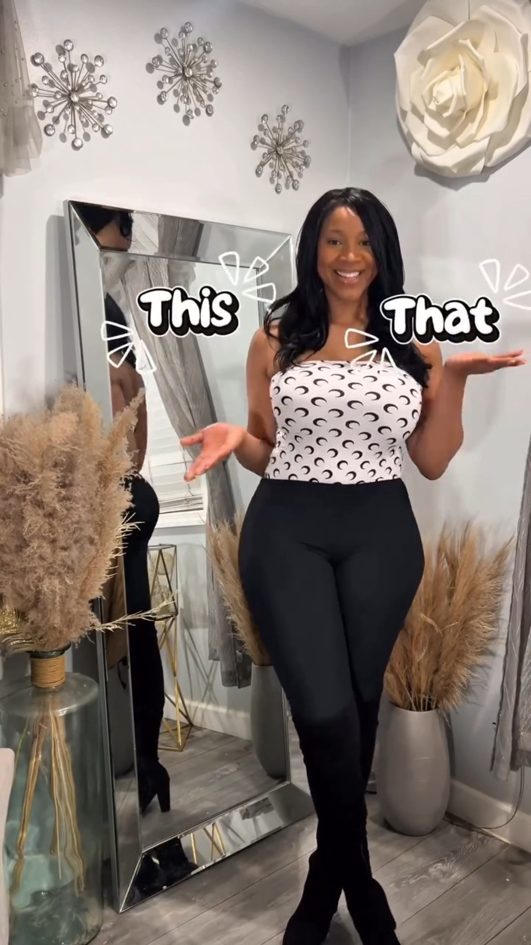 This or That 🖤✨
I can’t decide… are we going black moon Marine Serre bodysuit (sleek, snatched, main character energy)
or black & white Marine Serre tube top (chic, playful, a little mysterious)?

Help me choose 👀👇
Team Bodysuit or Team Tube Top??

#ThisOrThatThursday #OutfitHelp #FashionReels #StyleDebate #OOTD #SexyButClassy

#LTKSaleAlert