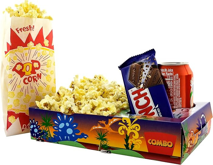 SNAPPY Movie Night Kit 18 Pcs - Burst Design Popcorn Bags (12ct) & Dinosaur Kids Movie Night Snac... | Amazon (US)