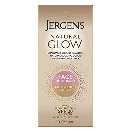 Jergens Natural Glow Self Tanner Face Moisturizer 20 Facial Sunscreen Fair to Medium Skin Tone Sunle | Walmart (US)