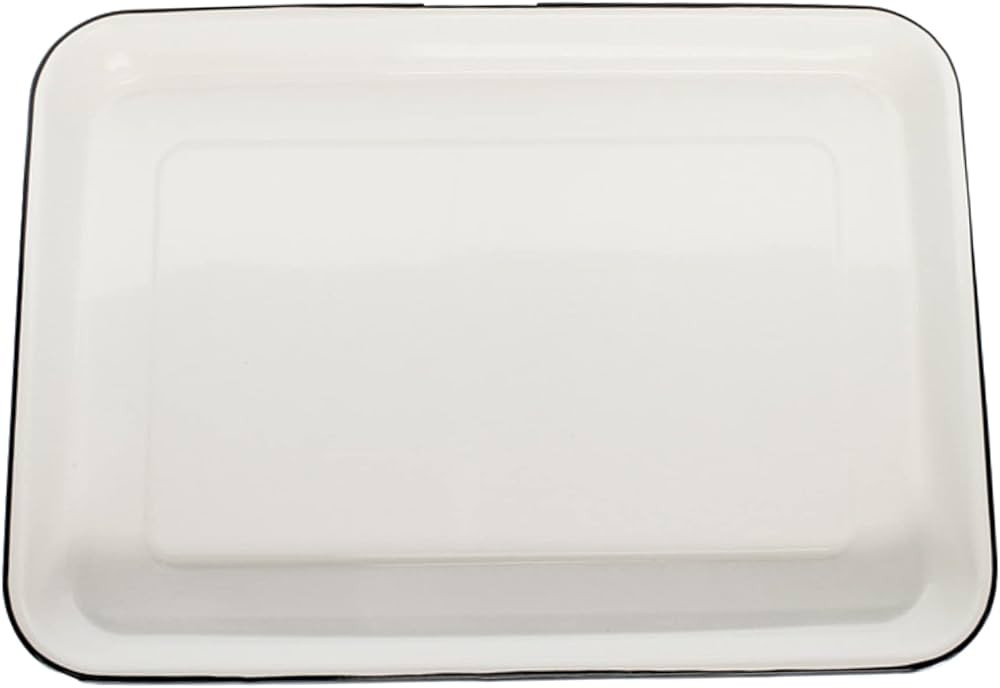 Tablecraft Enamelware Collection Black Rim Solid White Enamel Baking Cookie Sheet Jelly Roll Pan,... | Amazon (US)
