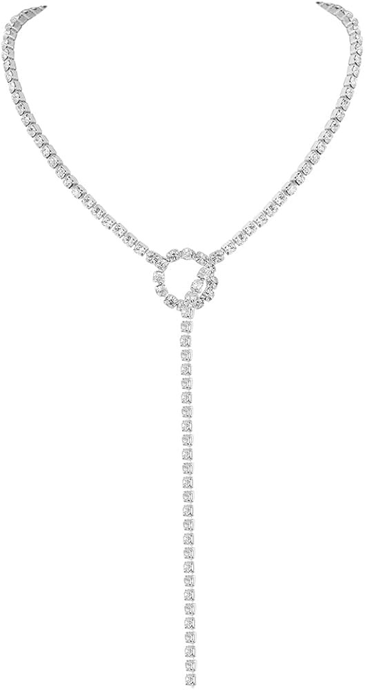 Rhinestone Choker Necklaces Silver Sparkly Diamond Choker Crystal Necklace for Women | Amazon (US)