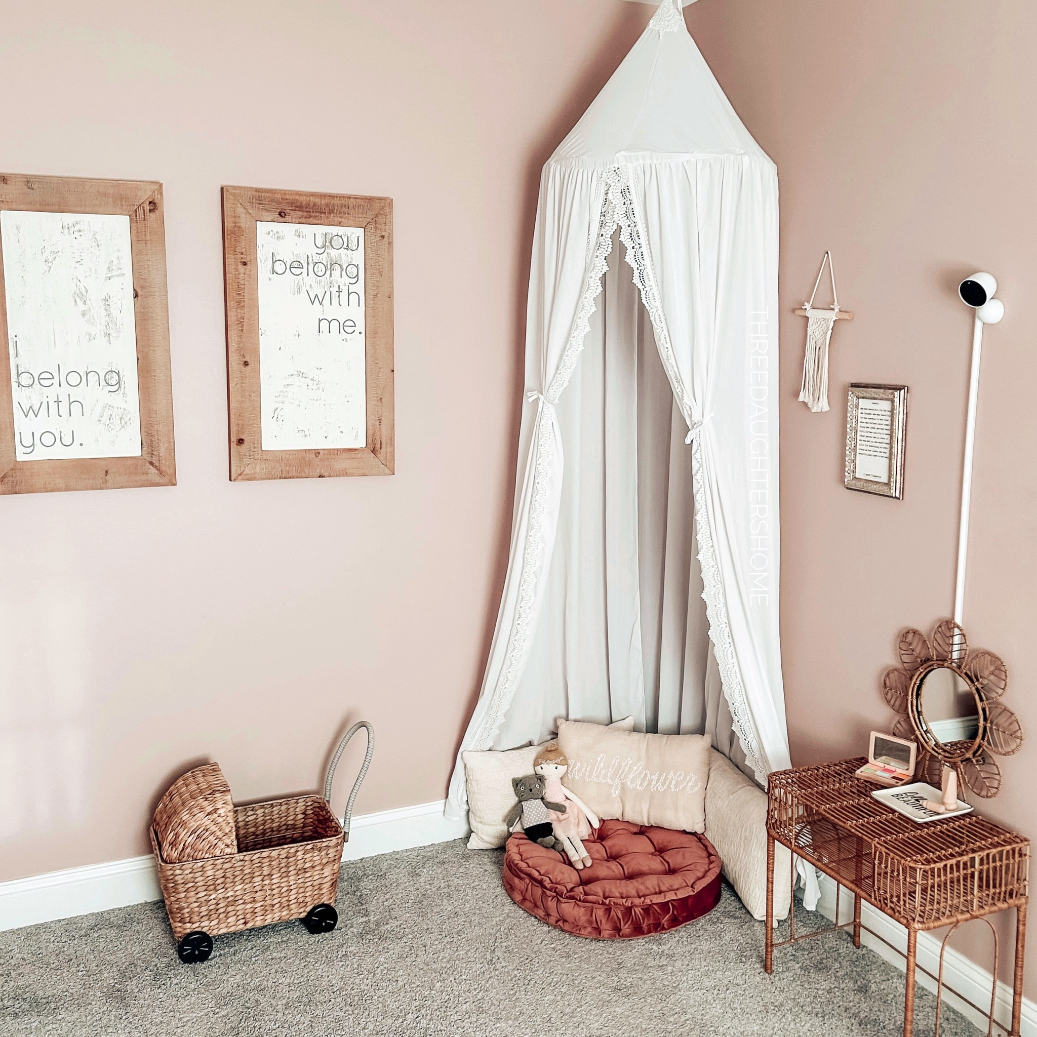 toddler room, twin room, girls room, nursery, twin nursery, girls nursery, canopy, boho nursery, boho girls room, boho toddler room, reading corner, reading nook, toddler vanity, pram

#LTKHome #LTKKids #LTKBaby