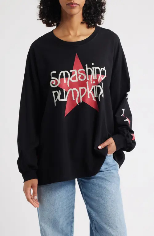 Daydreamer Smashing Pumpkins Big Star Long Sleeve Cotton Graphic T-Shirt in House Black at Nordstrom | Nordstrom