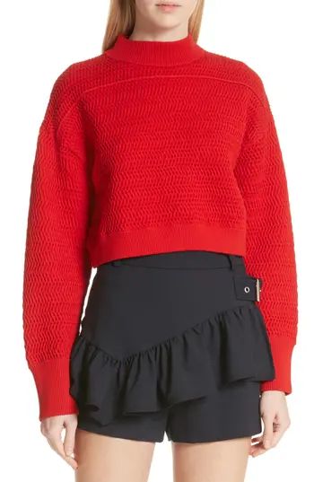Women's 3.1 Phillip Lim Faux Plait Silk Blend Crop Sweater | Nordstrom