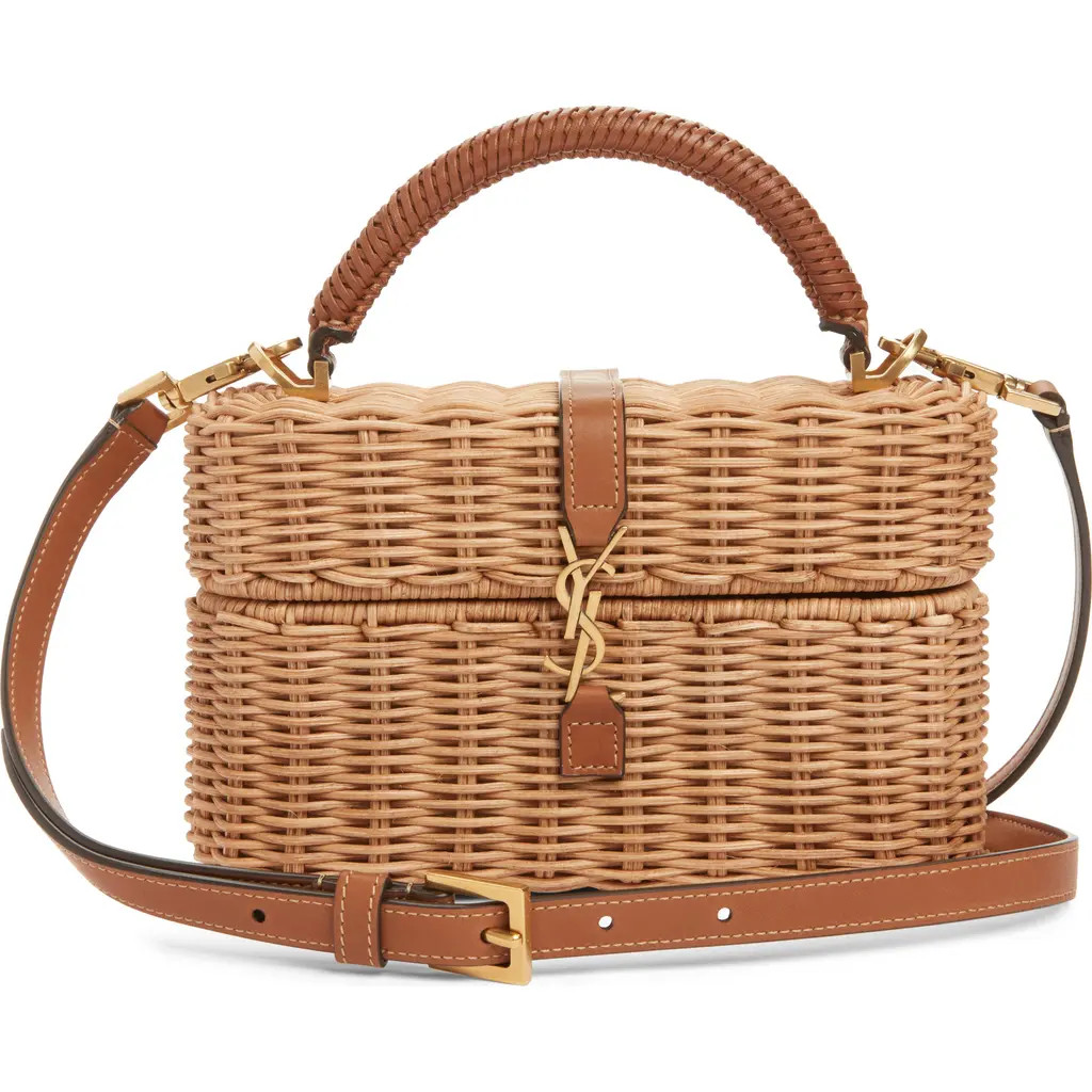 Saint Laurent Gaby Wicker Vanity Bag in Naturel/Brick at Nordstrom | Nordstrom