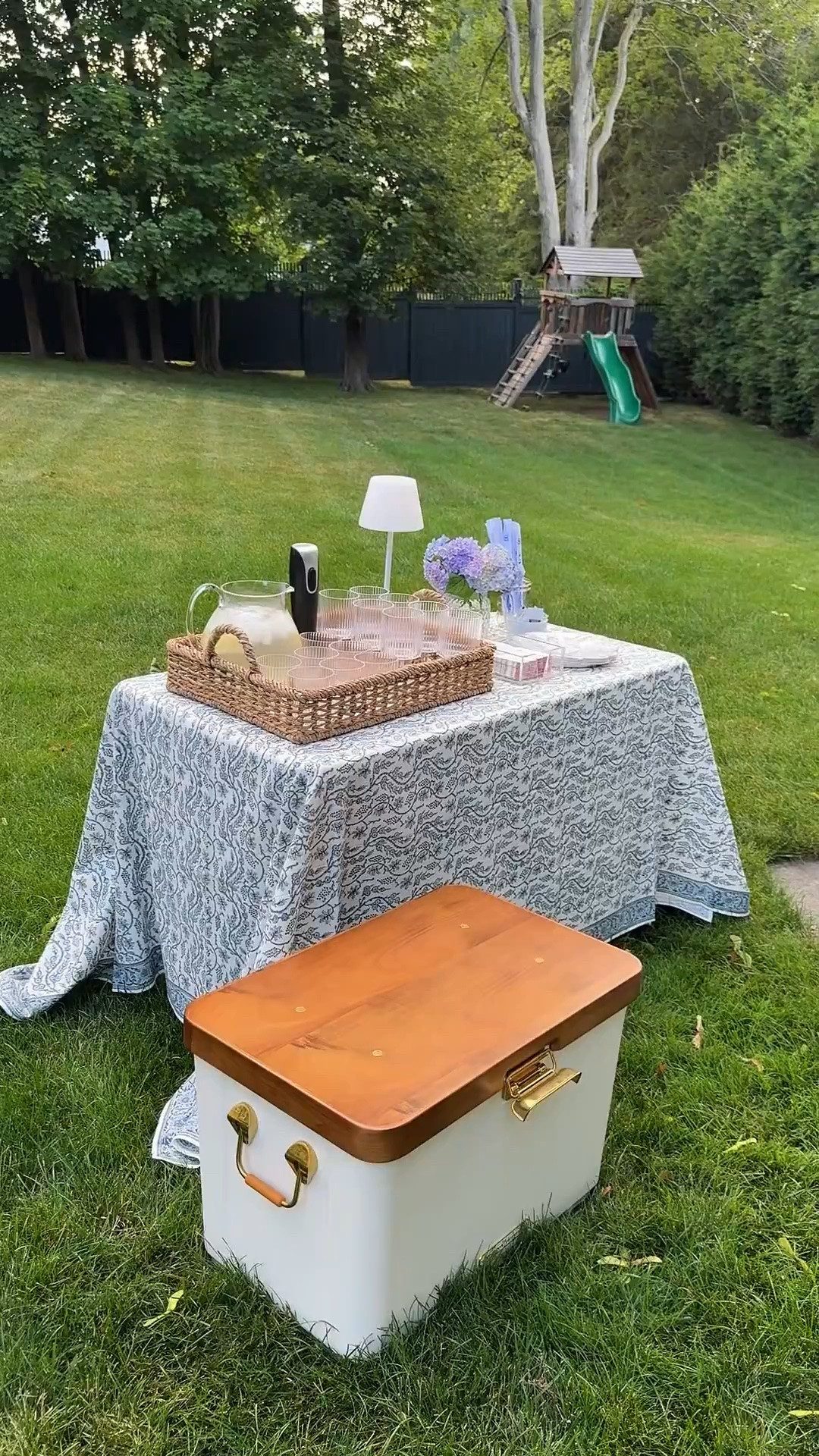 My outdoor glassware and cooler are on sale!! 

Woven tray was a homegoods find. All outdoor furniture is restoration hardware.

#LTKSaleAlert