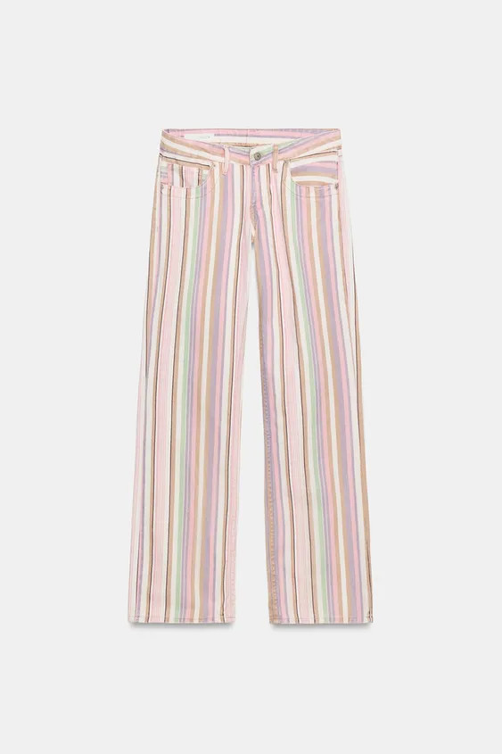 TRF LOW-RISE STRIPED WIDE-LEG JEANS | Zara UK