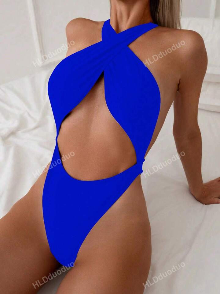 New Arrival Sexy Halter Neck Tight Backless One-Piece Swimsuit, Perfect For Beach Vacation Summer | SHEIN