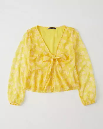 Tie-Front Chiffon Blouse | Abercrombie & Fitch US & UK
