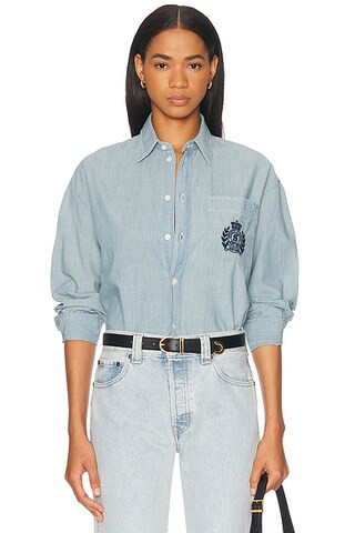 Health & Wellness Crest Oversized Button Down Top | FWRD 