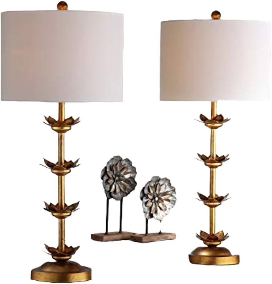 SAFAVIEH Lighting Collection Lani Antique Gold Leaf 32-inch Bedroom Living Room Home Office Desk ... | Amazon (US)