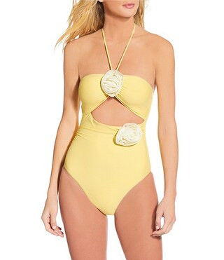 Gianni Bini Solid Rosette Ruched Cut-Out One Piece Swimsuit | Dillard's | Dillard's