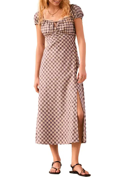 NEXT Gingham Cap Sleeve Midi Dress in Blue at Nordstrom, Size 10 Us | Nordstrom