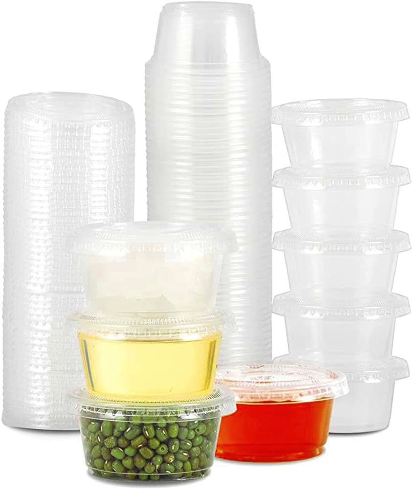 FICUCUSO [200 Sets - 2 oz Jello Shot Cups,Condiment Containers with Leak-Proof Lids, Disposable P... | Amazon (US)