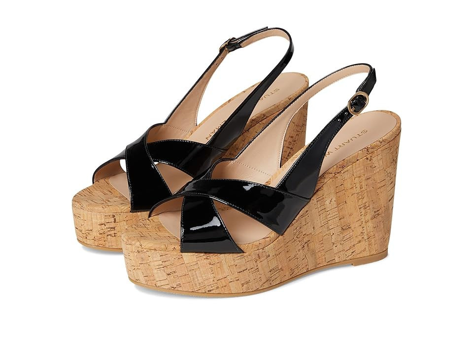 Stuart Weitzman Dayna Slingback Wedge Women's Wedge Shoes Black : 11 M, Leather | Zappos