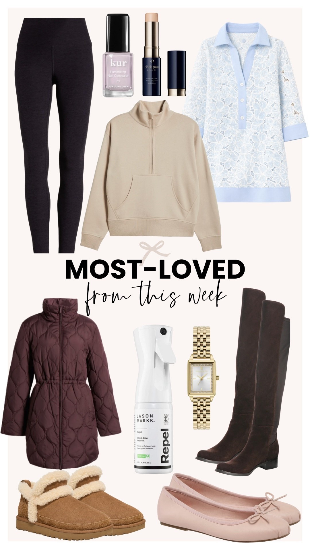 Most-loved from this week! The leggings are truly a must-have item for me! I’m always reaching for them and the quilted jacket for my morning walks! I am also loving the nail polish and concealer that I get from Nordstrom. Those have been a go-to for me lately.

#LTKSeasonal #LTKfitnessgoals #LTKdayinmylife