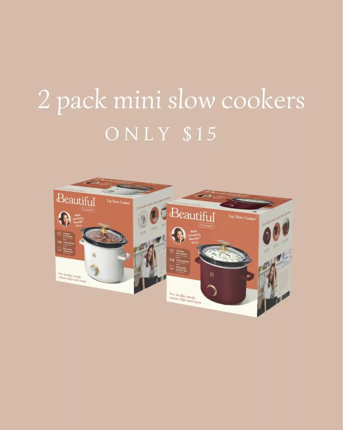 2-Pack 2-Qt Beautiful by Drew Barrymore Slow Cooker Set (Icing