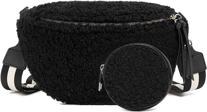 ER.Roulour Small Crossbody Sling Bag for Women Winter Plush Waist Bag Fleece Belt Bag Fanny Pack ... | Amazon (US)