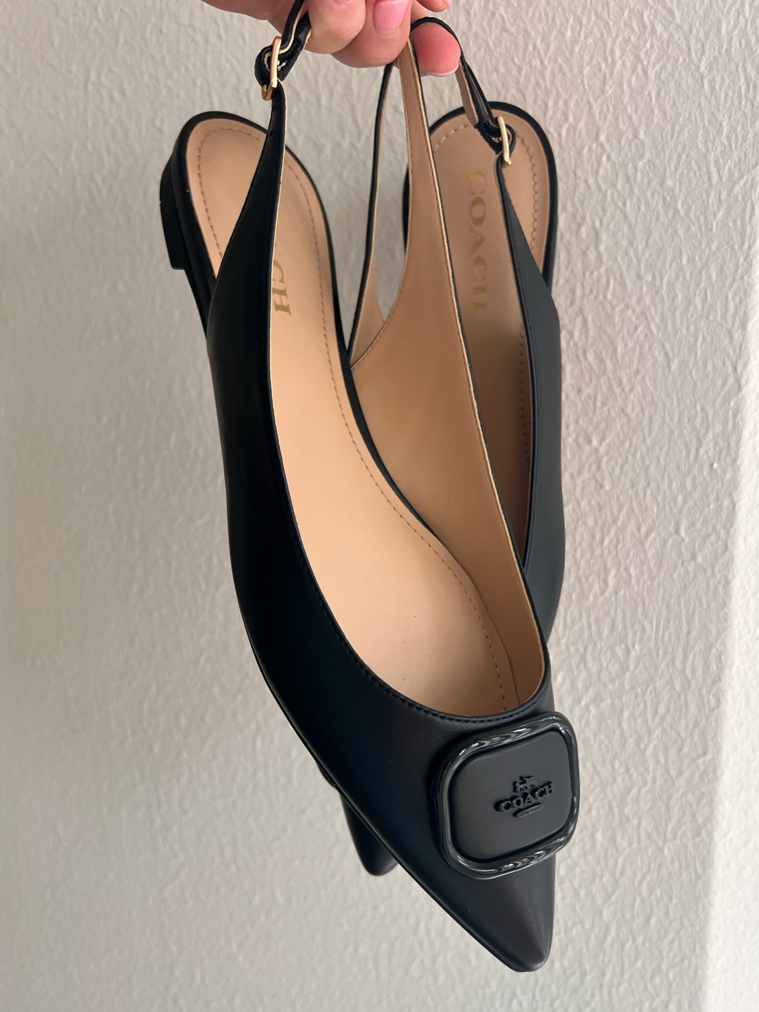 Black pointed toe flat sling backs / Coach / Designer shoes 

#LTKworkwear #LTKHoliday #LTKshoecrush
