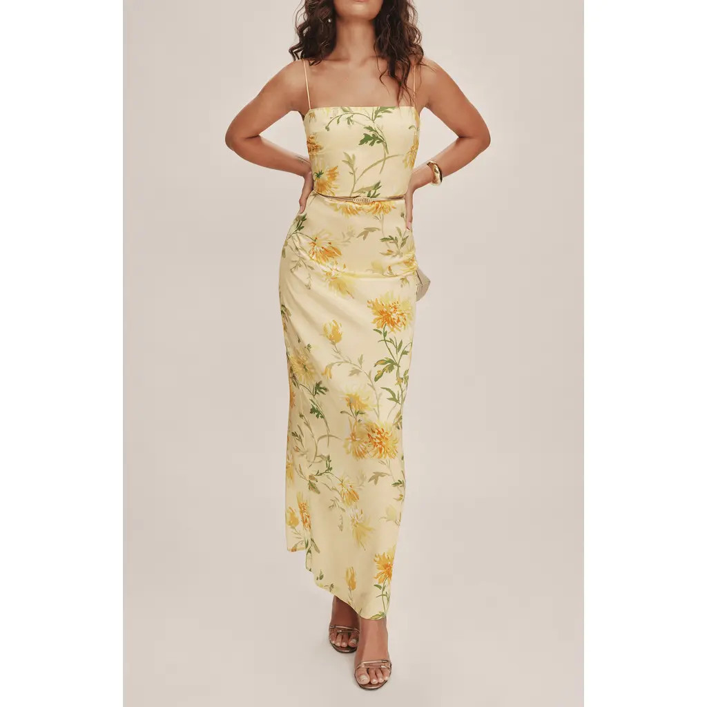 Reformation Frankie Floral Silk Maxi Dress in Honeyglow at Nordstrom, Size 10 | Nordstrom