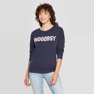 Women's Indoorsy Long Sleeve Sweatshirt - Zoe+Liv (Juniors') - Blue | Target