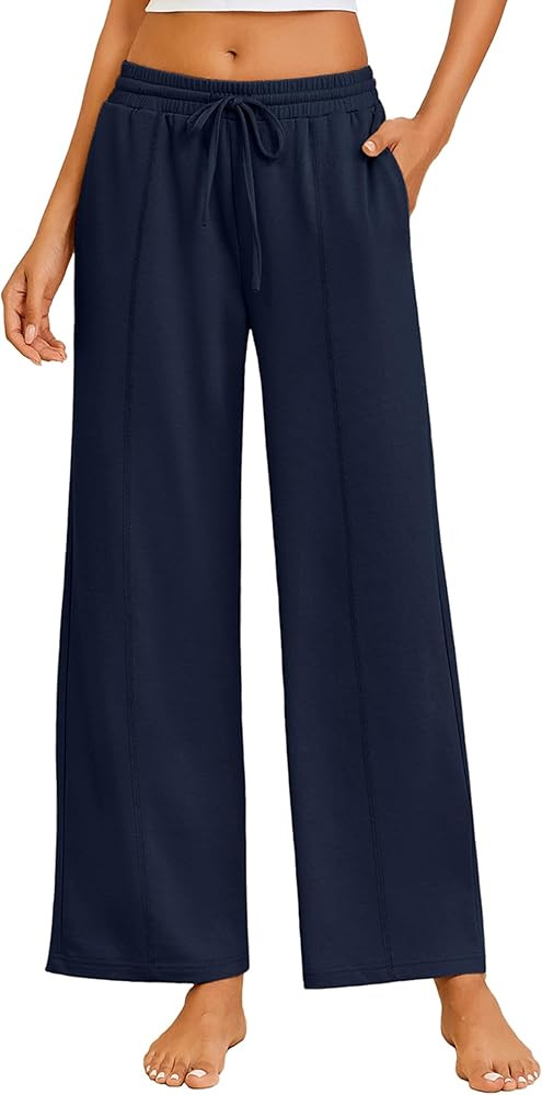 Ekouaer Women's Wide Leg Yoga Pants Elastic Waist Sweatpants Drawstring Pajama Bottoms Comfy Loun... | Amazon (US)