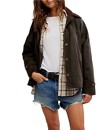 Free People We The Free Cori Waxed Zip Front Long Oversized Chore Jacket - M | Dillard's