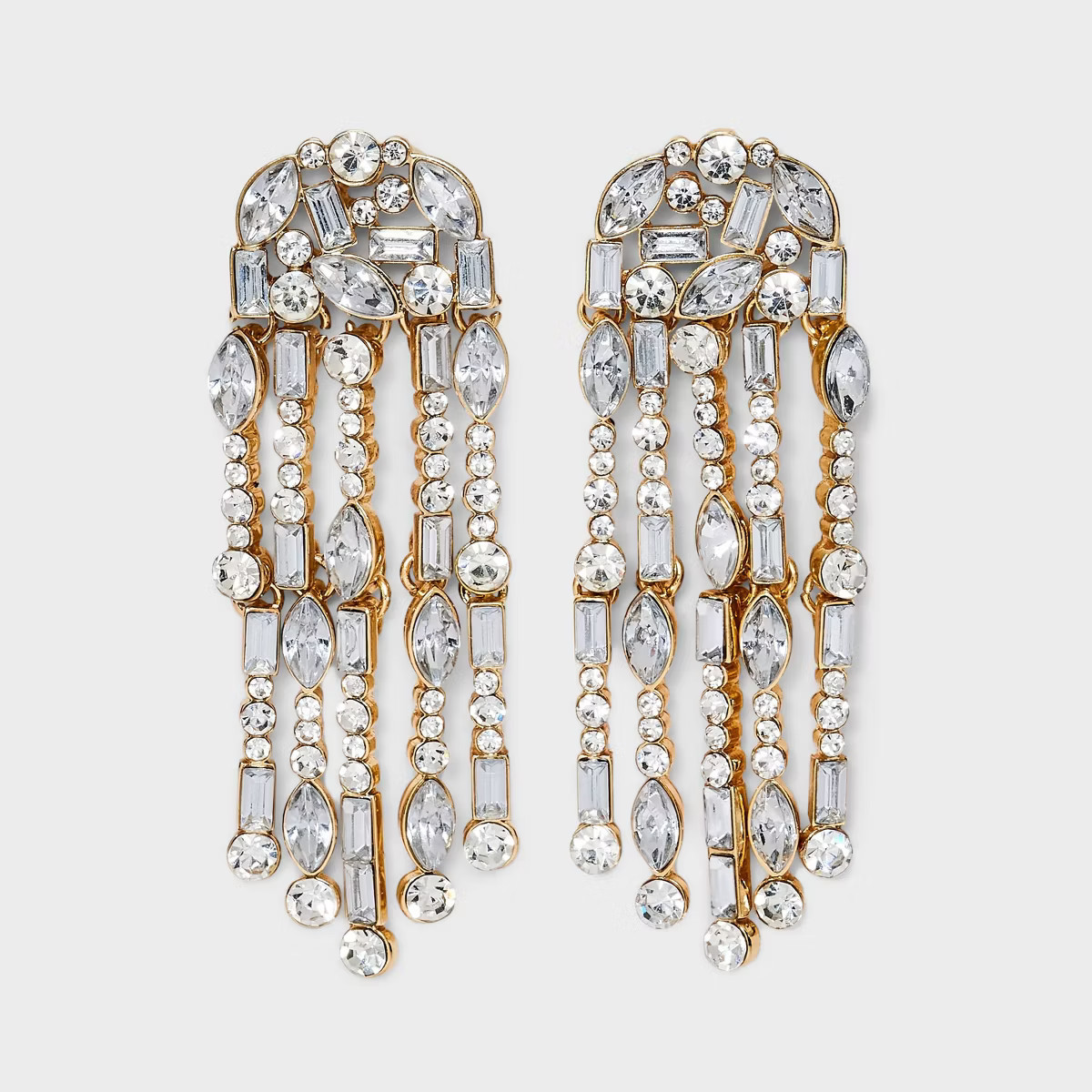 SUGARFIX by BaubleBar "Crystal Cluster Fringe" Statement Earrings - Gold | Target