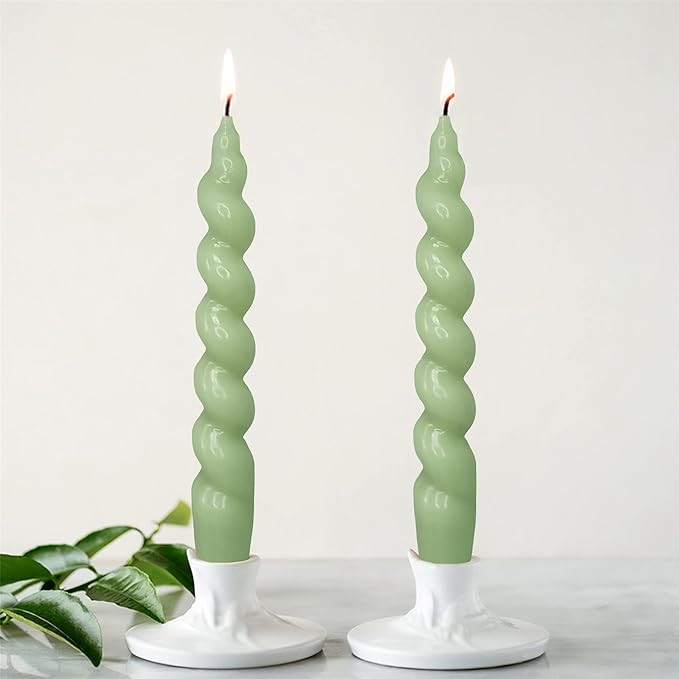 Taper Candle Green Spiral Candlesticks - 7INCH Short Tapered Candles Twisted Candlesticks Unscent... | Amazon (US)