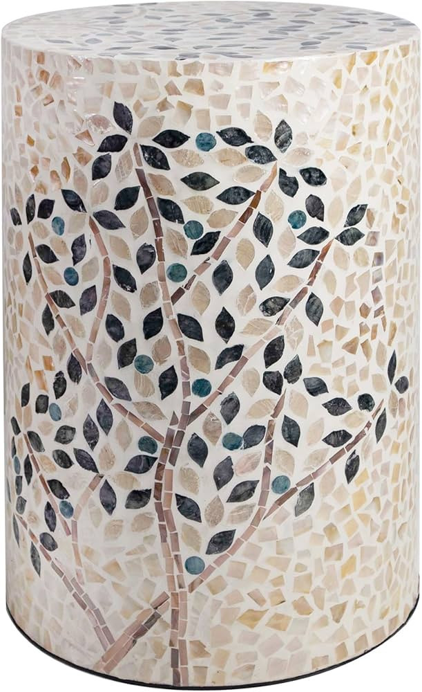PEMAR Mother of Pearl Cylinder Drum End Table Nacre Side Stool Round Accent Table Coffee Bedside ... | Amazon (US)