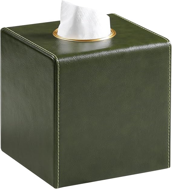 MEIBOOCH Square Tissue Box Cover, Luxury PU Leather Tissue Holder with Magnetic Closure (Dark Gre... | Amazon (US)