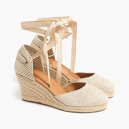 Canvas ankle-wrap espadrille wedges | J.Crew Factory