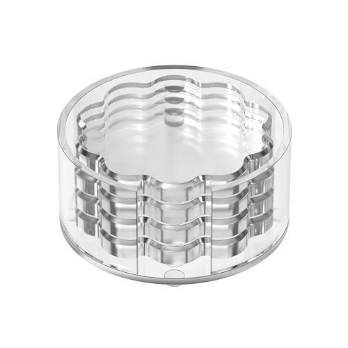 GRAHAM DESIGN Scalloped Acrylic Drink Coaster Set 4‑Pack with Circular Holder – Clear Transparent Minimalist Coasters, Non‑Slip Table Protector, Modern Housewarming Gift | Amazon (US)