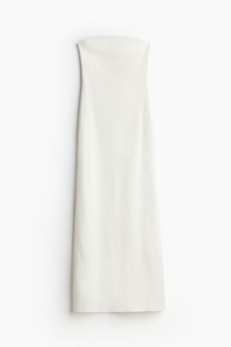 Ribbed Bandeau Dress - Cream - Ladies | H&M US | H&M (US + CA)