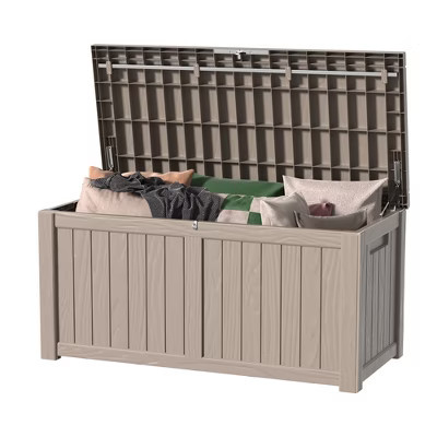 SEVOBAL Deck Boxes 120 Gal Outdoor Storage Deck Box, Small Patio Storage Bin for Garden Tools, Beige, 54.25"*26.5"*24.2" | Target