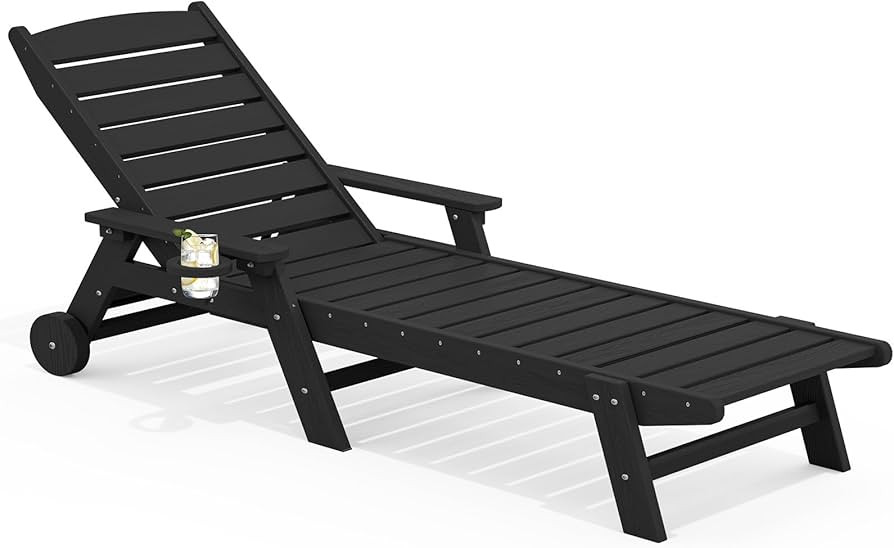 SERWALL Patio Chaise Lounge Chair, 78'' Long HDPE 5 Positions Adjustable Outdoor Lounger, Poly Lo... | Amazon (US)