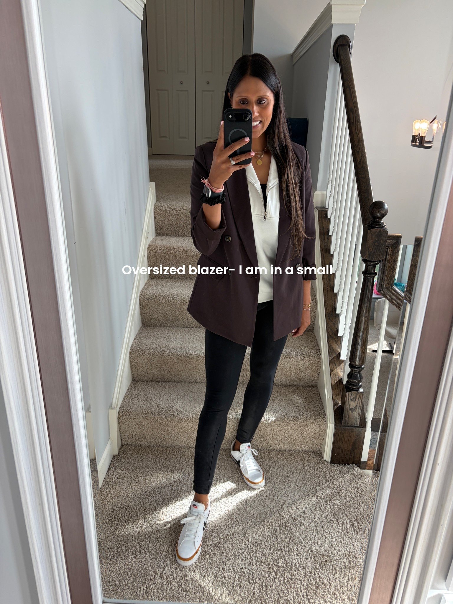 Love brown for this Season! Great blazer, over sized and the best Spanx leggings and Nikes 

#LTKWorkwear #LTKOver40 #LTKSeasonal