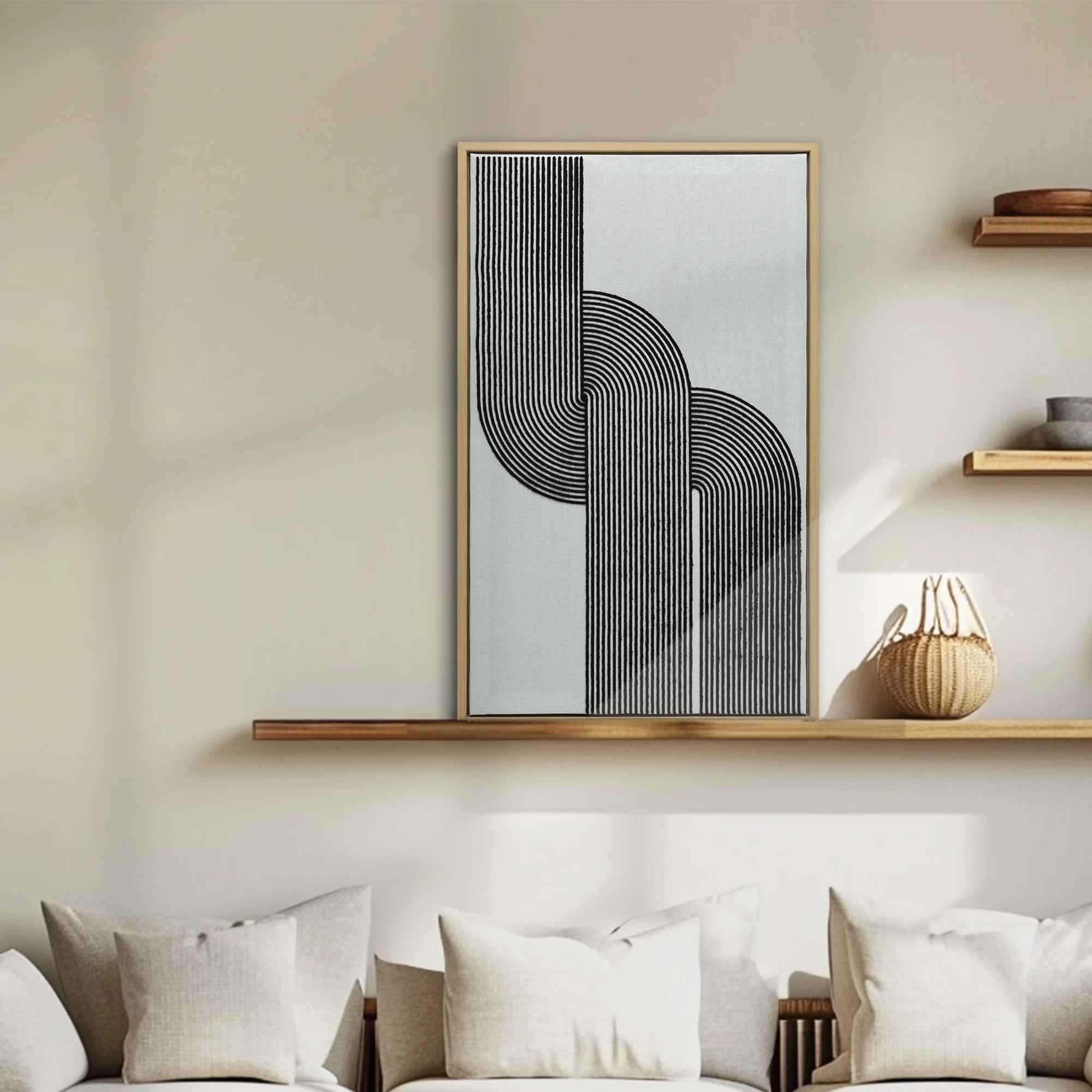 ArtbyHannah 12x20 inch Turted Black Abstract Canvas Wall Art Framed Textured Wall Art Decor for L... | Walmart (US)