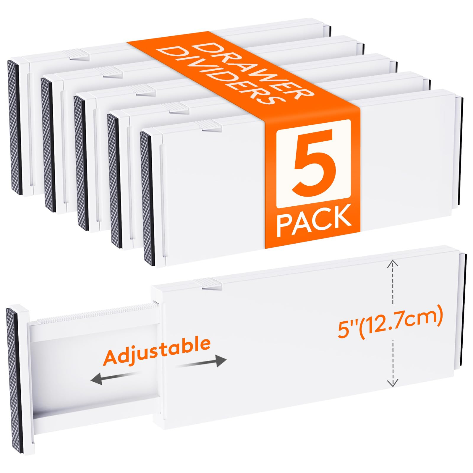 Lifewit 5 Pack Drawer Dividers 5" High, 13.5-22" Adjustable Clothes Organizers, Expandable Dresse... | Amazon (US)